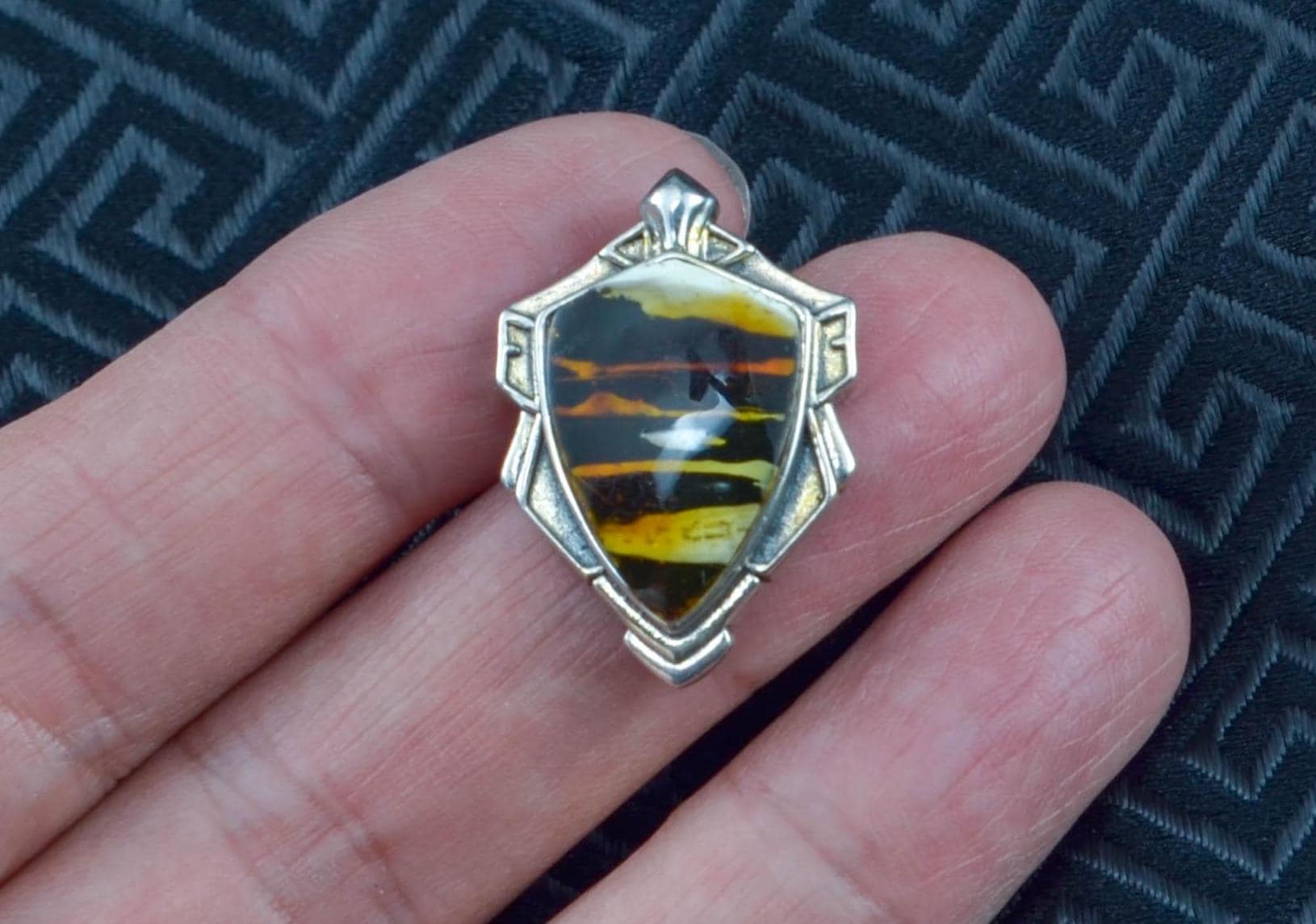 Natural Amber Protection Pendant in Sterling Silver - Image 4