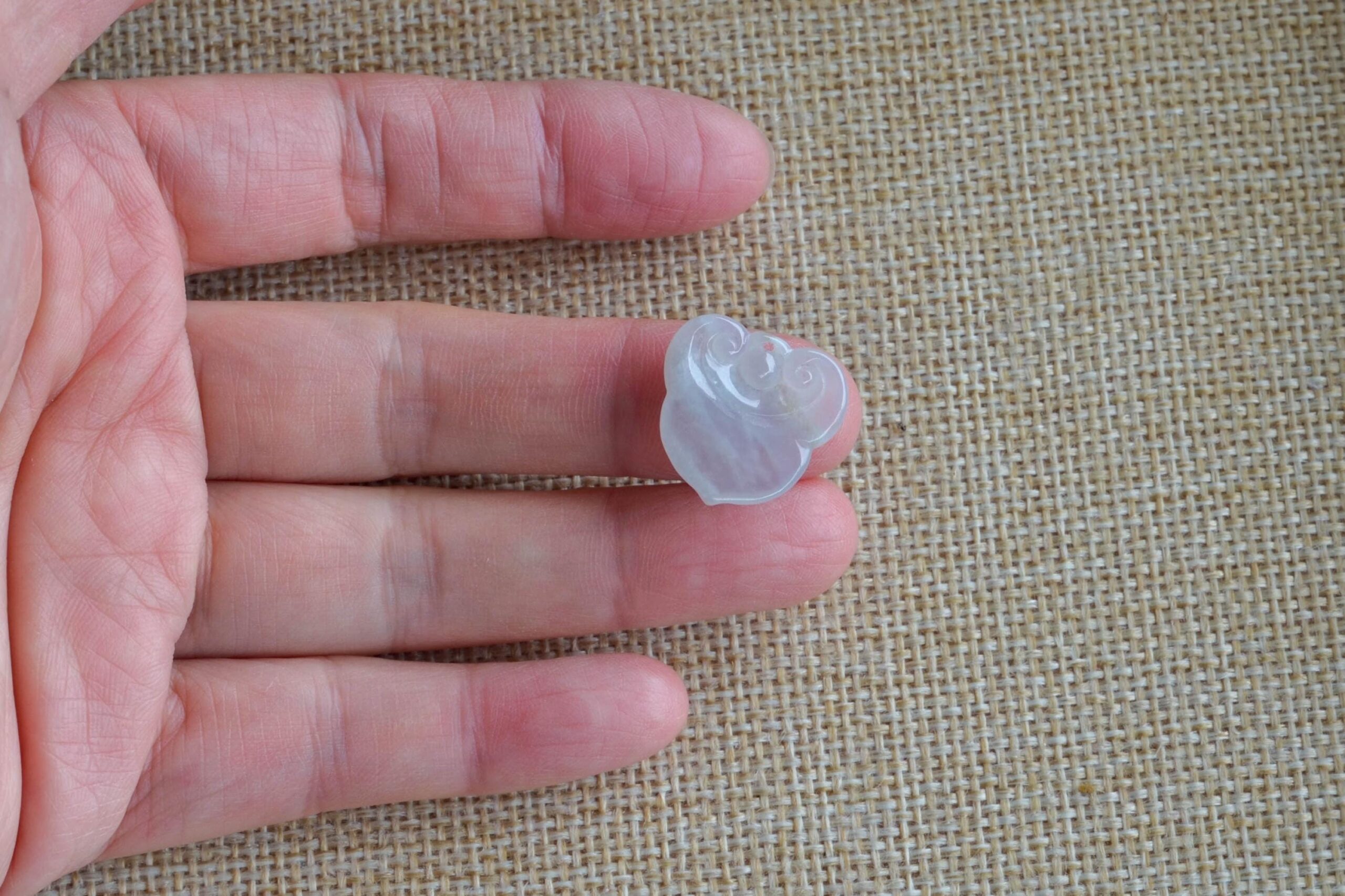 Hand-Carved Icy White Jade Ruyi Pendant, Natural Burmese Jadeite Charm JPT00106 - Image 5