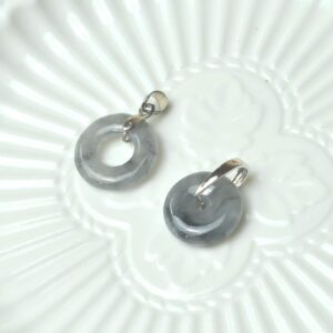 Black Jade Donuts Natural Jadeite Ring Pendant JPT00116