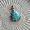 Natural Larimar Teardrop Pendant S925 Sterling Silver Sky Blue Gemstone Necklace - Image 2