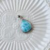 Natural Larimar Teardrop Pendant S925 Sterling Silver Sky Blue Gemstone Necklace - Image 5