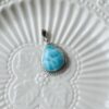 Natural Larimar Teardrop Pendant S925 Sterling Silver Sky Blue Gemstone Necklace - Image 6