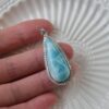 Natural Larimar Long Teardrop Pendant S925 Sterling Silver Ocean Blue Gemstone Necklace - Image 4