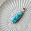 Natural Larimar Long Teardrop Pendant S925 Sterling Silver Ocean Blue Gemstone Necklace - Image 6