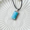 Natural Larimar Rectangle Pendant S925 Sterling Silver Ocean Blue Gemstone Necklace - Image 2