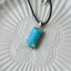 Natural Larimar Rectangle Pendant S925 Sterling Silver Ocean Blue Gemstone Necklace - Image 3