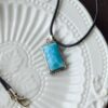 Natural Larimar Rectangle Pendant S925 Sterling Silver Ocean Blue Gemstone Necklace - Image 5