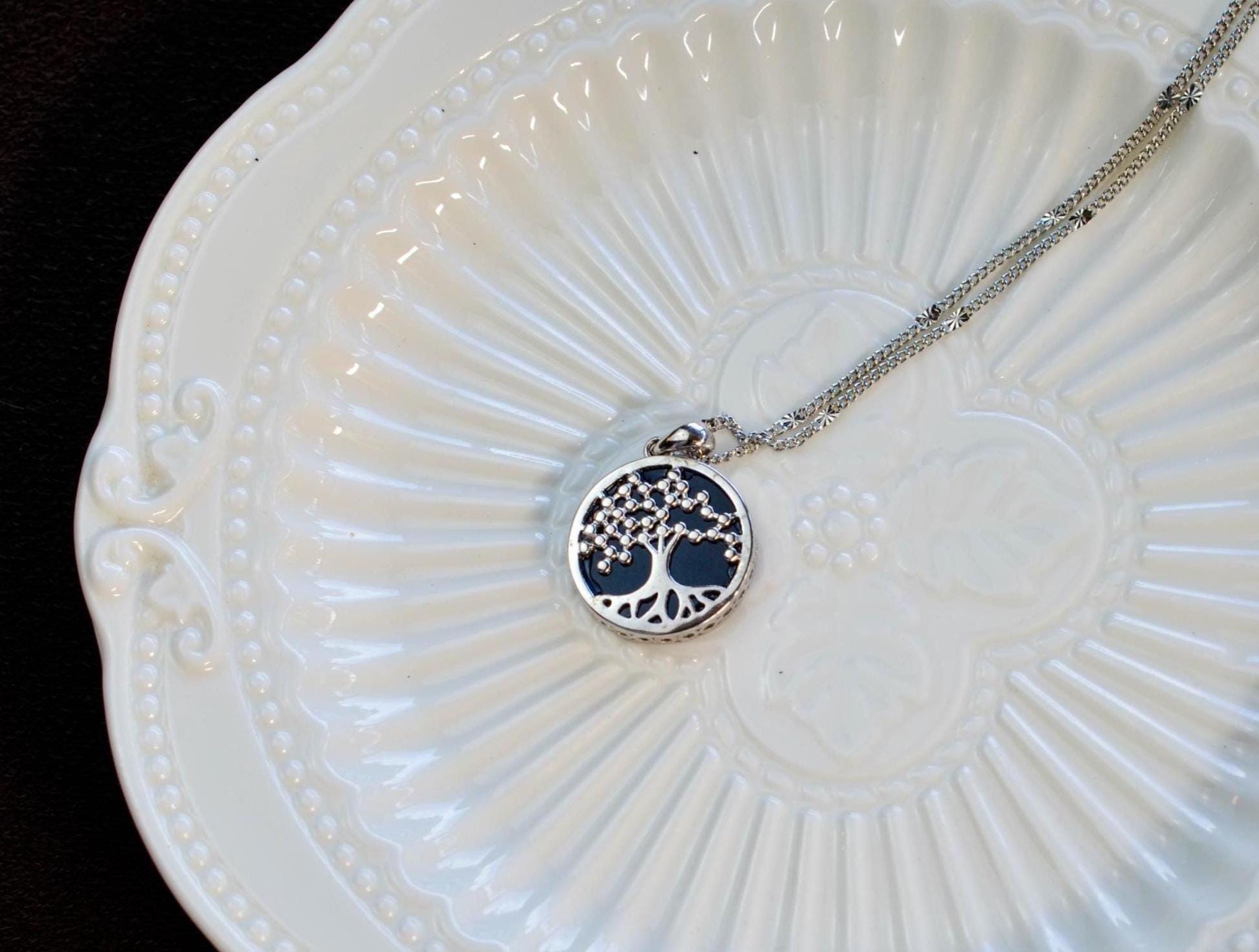 Natural Black Jade Tree of Life Pendant Necklace in 925 Sterling Silver JPT00119 - Image 2