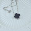 Natural Black Jade Clover Pendant Necklace in 925 Sterling Silver JPT00118 - Image 5
