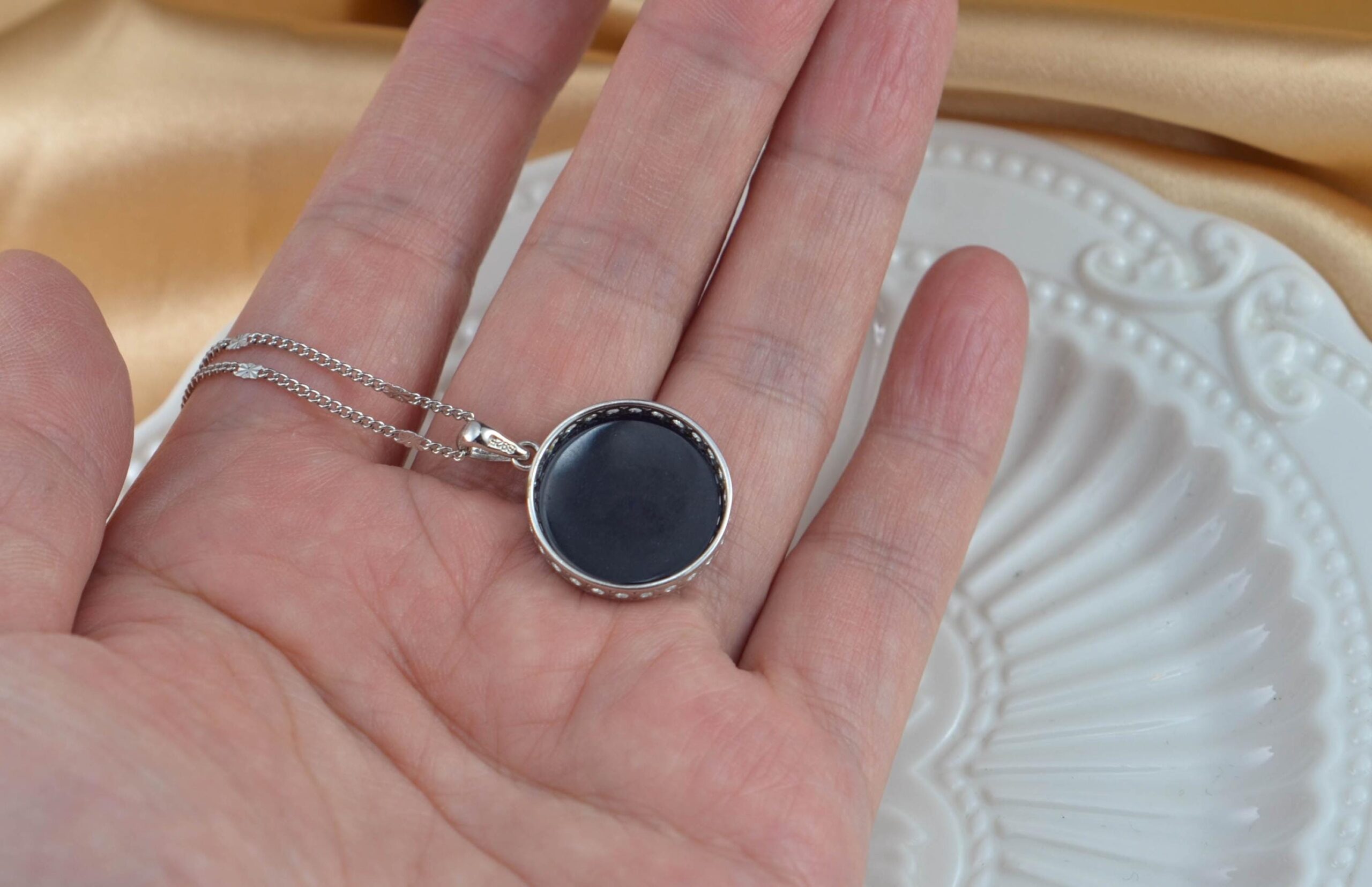 Natural Black Jade Tree of Life Pendant Necklace in 925 Sterling Silver JPT00119 - Image 3