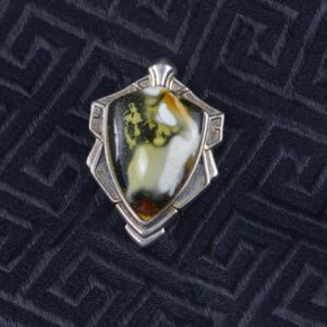 Handmade Picture Amber Pendant with 925 Silver Setting
