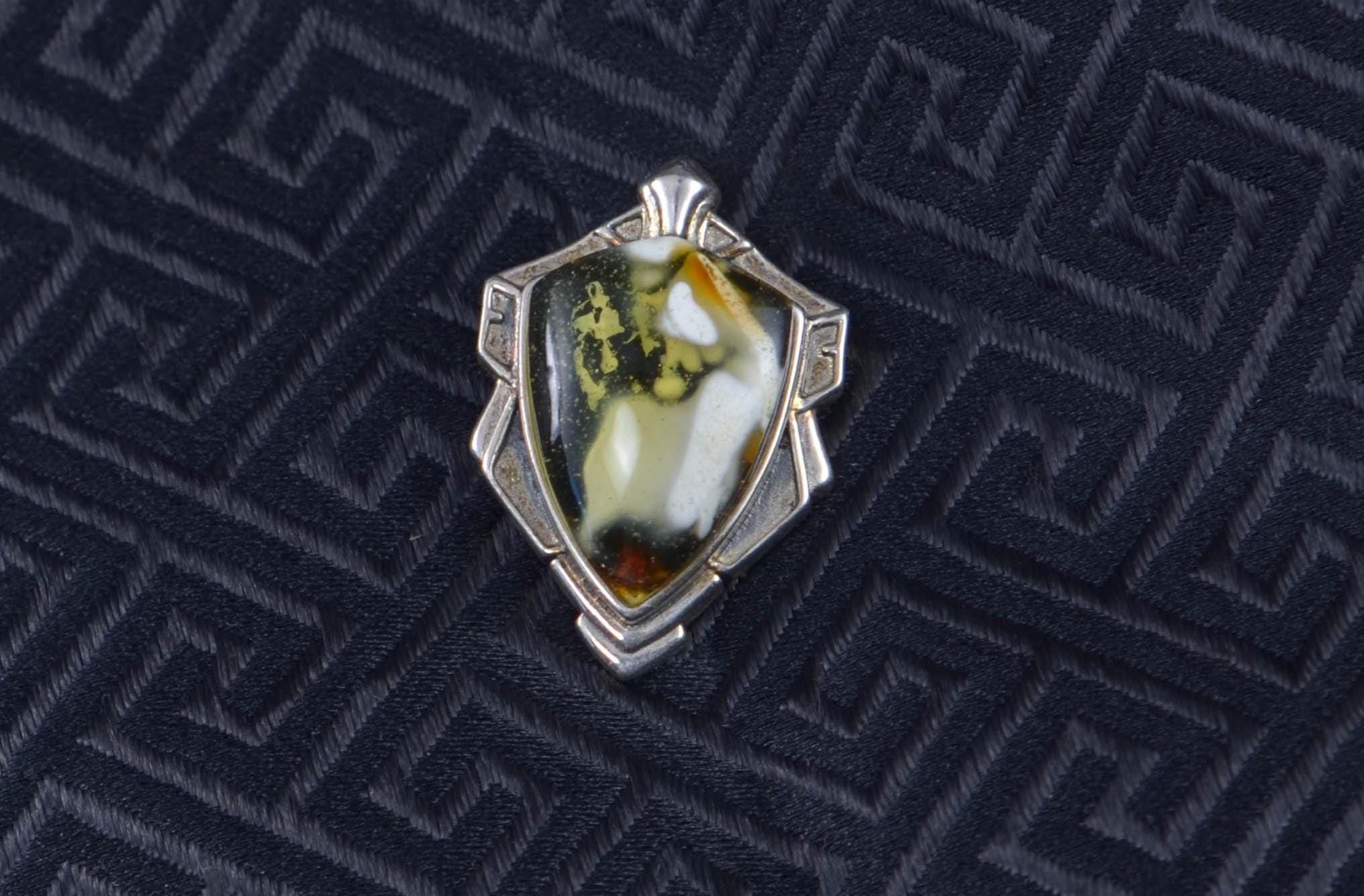 Handmade Picture Amber Pendant with 925 Silver Setting