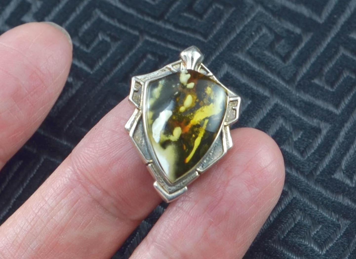 Untreated Scenic Amber Artisan Jewelry Pendant