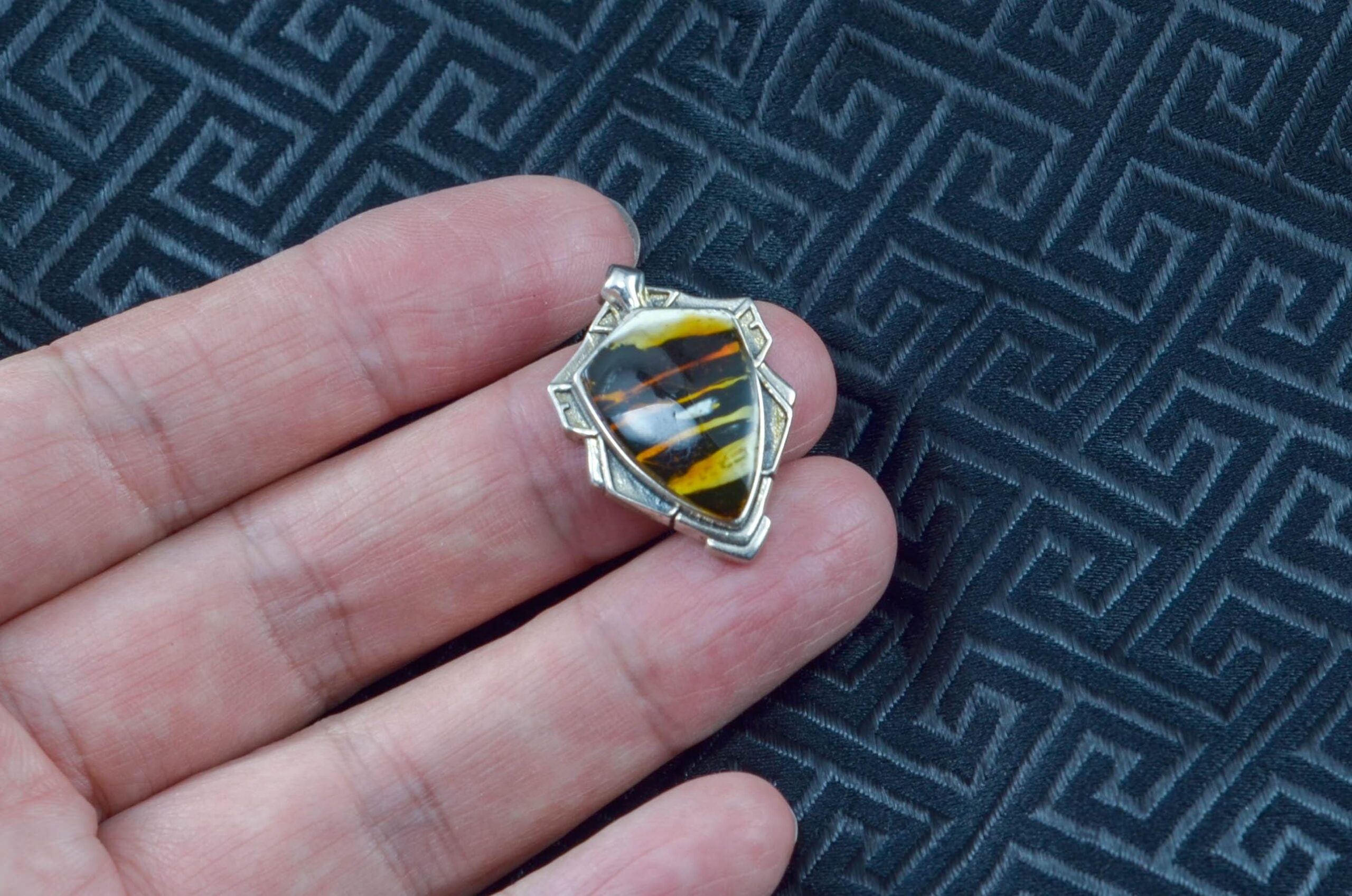 Natural Amber Protection Pendant in Sterling Silver - Image 5