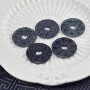 Natural Black Jadeite Shan Gui Coin Pendant | Black Chicken Jade Protective Talisman | Feng Shui Jade Amulet |