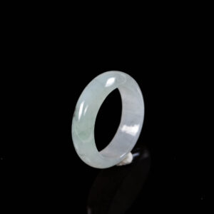 Solid jade ring pure white with black band