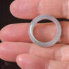 Solid Jade Ring Pure White With Black Band - Image 5