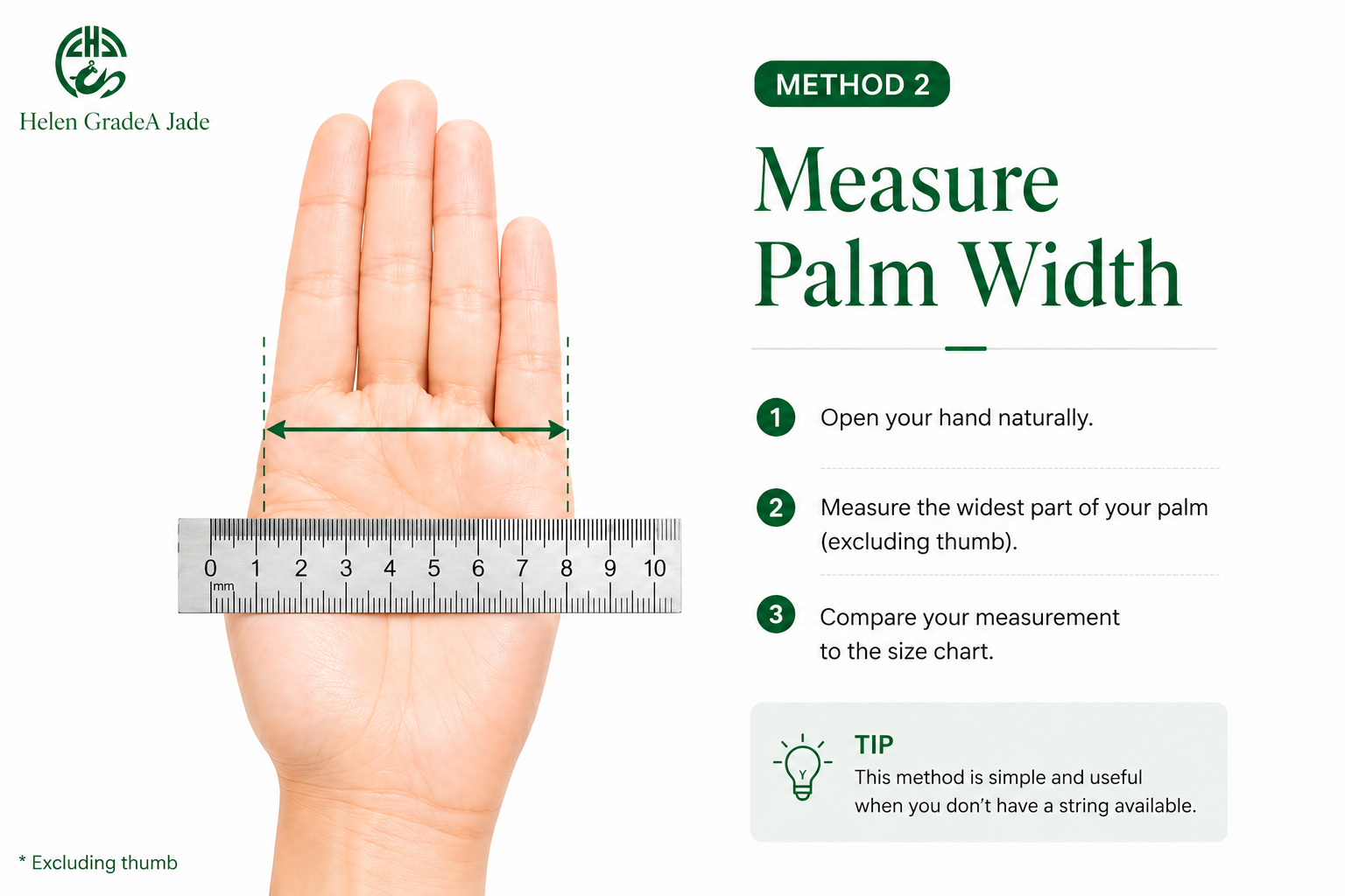 how to measure jade bangle size by palm size
