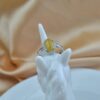 Natural Yellow Jadeite Jade Adjustable Ring, 925 Sterling Silver Halo Ring, Oval Yellow Jade Ring Zircon Accent Ring - Image 7