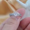 White Jadeite Oval Ring, Sterling Silver Filigree Band, Vintage Inspired Jewelry