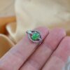 Natural Green Jadeite Marquise Ring, 925 Sterling Silver, Zircon Accents, Vintage Style Jewelry - Image 3