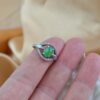 Natural Green Jadeite Marquise Ring, 925 Sterling Silver, Zircon Accents, Vintage Style Jewelry - Image 2