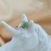 Rose Gold Plated 925 Sterling Silver, Adjustable Jade Ring with Zircon Accents, Elegant Floral Design - Image 2