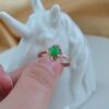 Rose Gold Plated 925 Sterling Silver, Adjustable Jade Ring with Zircon Accents, Elegant Floral Design - Image 8