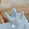 Icy Green Jade Pear Shape Ring Sterling Silver Halo Adjustable Band