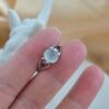 White Jade Ring Sterling Silver 925 Adjustable Open Band Icy Translucent Oval Gemstone - Image 2
