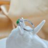Icy Green Jade Clover Ring Sterling Silver 925 Floral Cocktail Ring - Image 5
