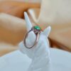 Natural Green Jade Ring Rose Gold Plated Sterling Silver Halo Style Vintage Inspired Jewelry - Image 6