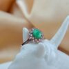 Natural Green Jade Ring Rose Gold Plated Sterling Silver Halo Style Vintage Inspired Jewelry