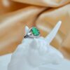 Natural Green Jade Ring Sterling Silver Zircon Vintage Jewelry - Image 3