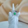 Natural Green Jade Ring Sterling Silver 925 Adjustable Ring Open Back Jade Jewelry Delicate Zircon Halo Ring for Women - Image 3