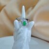Natural Green Jade Ring Sterling Silver 925 Adjustable Ring Open Back Jade Jewelry Delicate Zircon Halo Ring for Women - Image 2