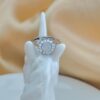 Natural White Jade Ring Sterling Silver 925 Zircon Halo Jewelry - Image 3