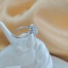 Natural White Jade Ring Sterling Silver 925 Zircon Halo Jewelry - Image 5