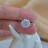 Natural White Jade Ring Sterling Silver 925 Zircon Halo Jewelry - Image 6