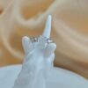 Natural White Jade Ring Sterling Silver 925, Zircon Halo Accents, Open Back Design - Image 4