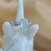Natural White Jade Ring Sterling Silver 925, Zircon Halo Accents, Open Back Design - Image 3
