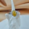 Natural Yellow Jadeite Jade Adjustable Ring, 925 Sterling Silver Halo Ring, Oval Yellow Jade Ring Zircon Accent Ring - Image 2