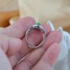 Natural Green Jadeite Marquise Ring, 925 Sterling Silver, Zircon Accents, Vintage Style Jewelry - Image 6