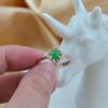 Rose Gold Plated 925 Sterling Silver, Adjustable Jade Ring with Zircon Accents, Elegant Floral Design - Image 5