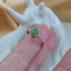 Rose Gold Plated 925 Sterling Silver, Adjustable Jade Ring with Zircon Accents, Elegant Floral Design - Image 6