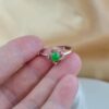 Rose Gold Plated 925 Sterling Silver, Adjustable Jade Ring with Zircon Accents, Elegant Floral Design - Image 4