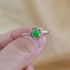 Rose Gold Plated 925 Sterling Silver, Adjustable Jade Ring with Zircon Accents, Elegant Floral Design