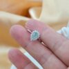 Icy Green Jade Pear Shape Ring Sterling Silver Halo Adjustable Band - Image 7