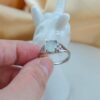 White Jade Ring Sterling Silver 925 Adjustable Open Band Icy Translucent Oval Gemstone - Image 7