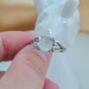 White Jade Ring Sterling Silver 925 Adjustable Open Band Icy Translucent Oval Gemstone